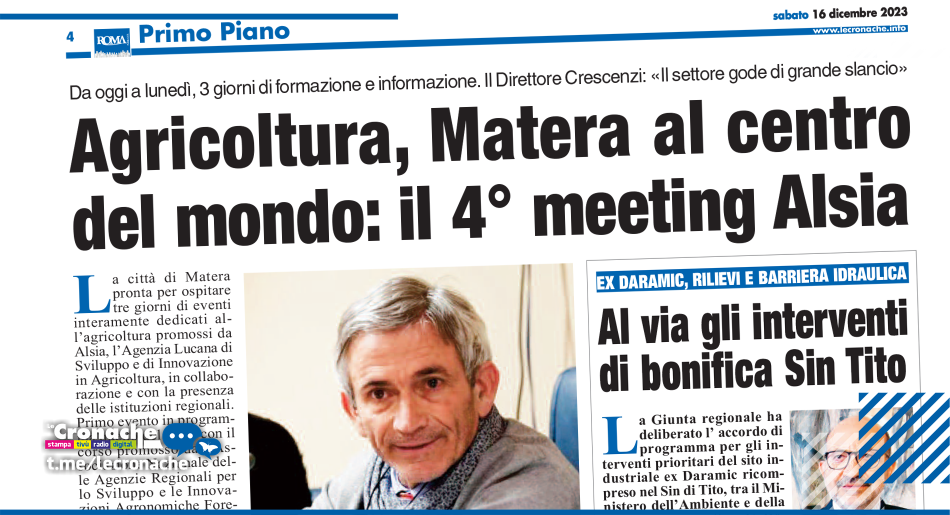 AGRICOLTURA, MATERA AL CENTRO DEL MONDO: IL 4° MEETING ALSIA