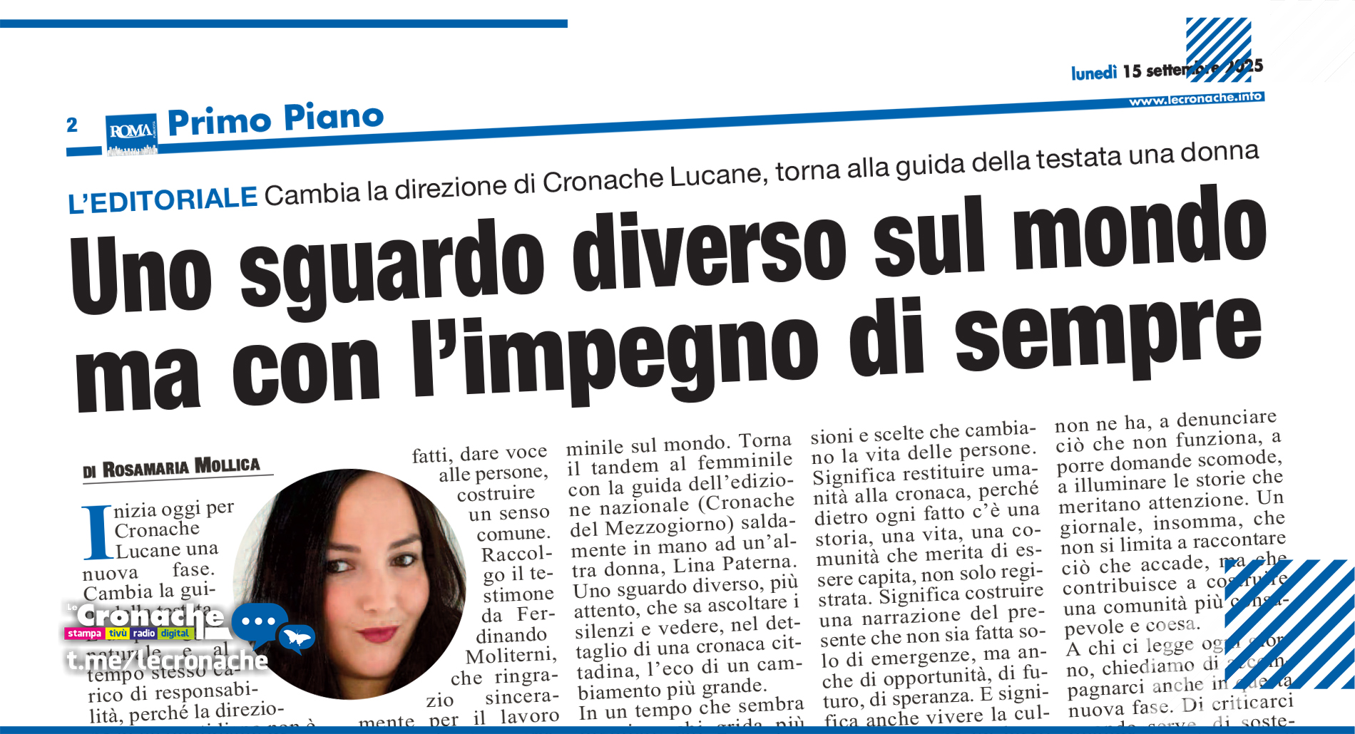 SI RINNOVA LA DIREZIONE DI CRONACHE
