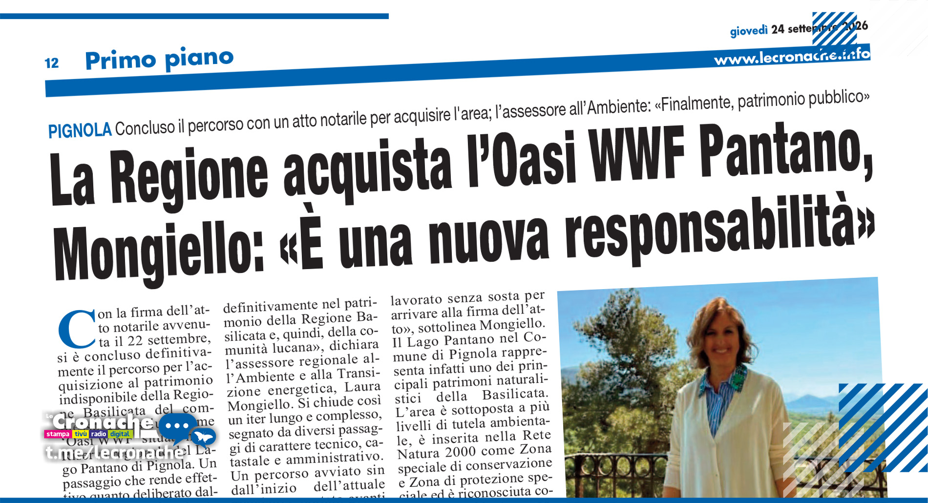 LA REGIONE ACQUISTA L’OASI WWF PANTANO, MONGIELLO: «È UNA NUOVA RESPONSABILITÀ»