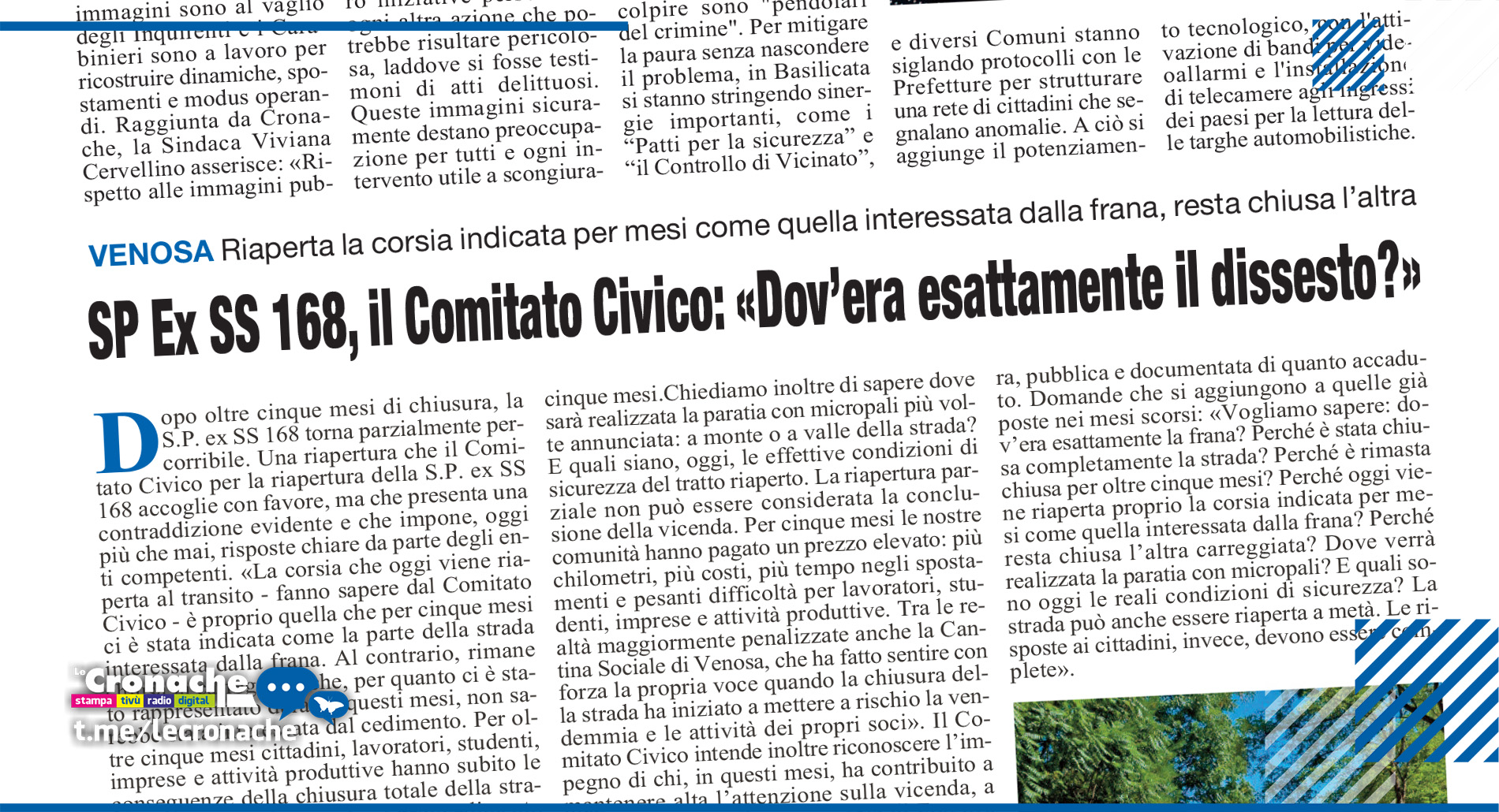 SP EX SS 168, IL COMITATO CIVICO: «DOV’ERA ESATTAMENTE IL DISSESTO?»