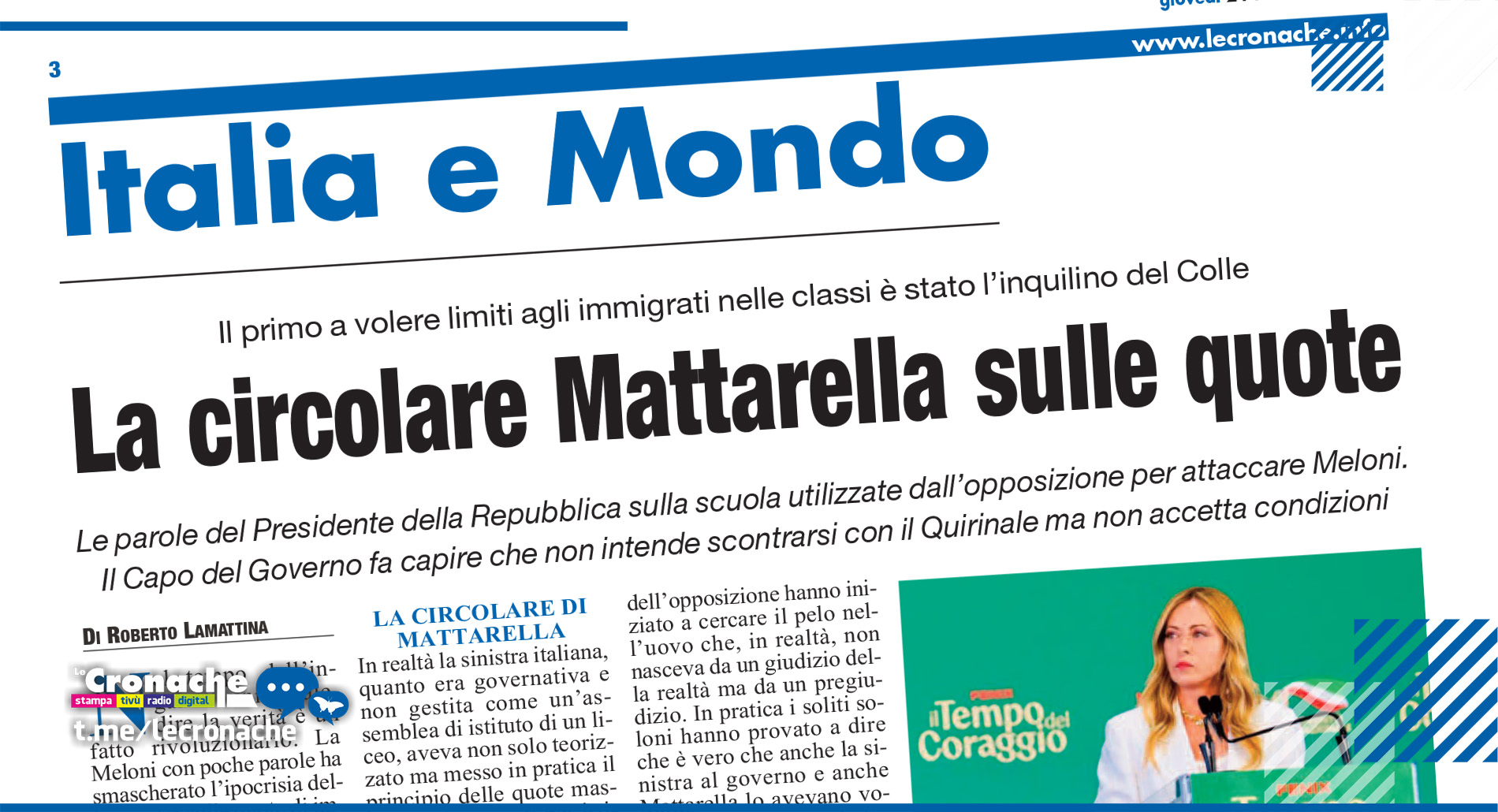 LA CIRCOLARE MATTARELLA SULLE QUOTE