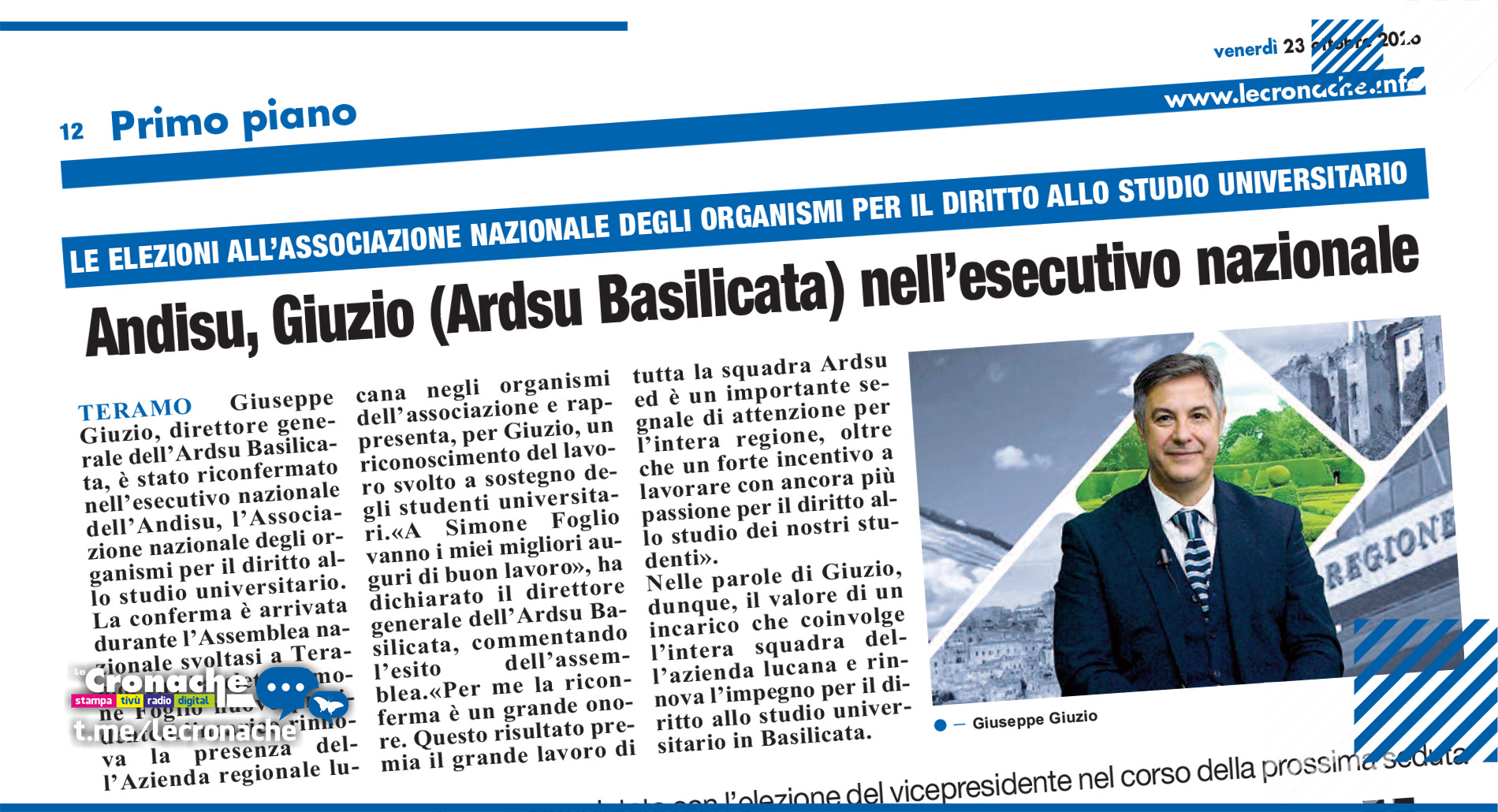 ANDISU, GIUZIO (ARDSU BASILICATA) NELL’ESECUTIVO NAZIONALE