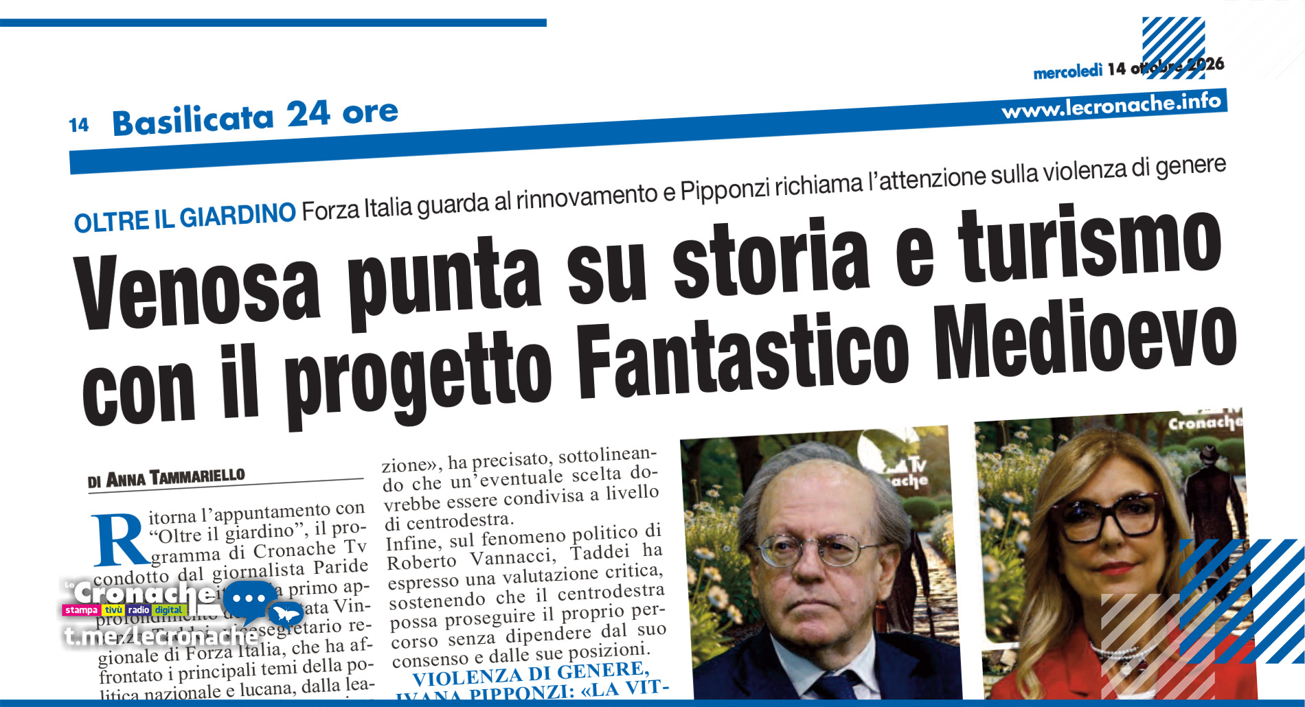VENOSA PUNTA SU STORIA E TURISMO CON IL PROGETTO FANTASTICO MEDIOEVO