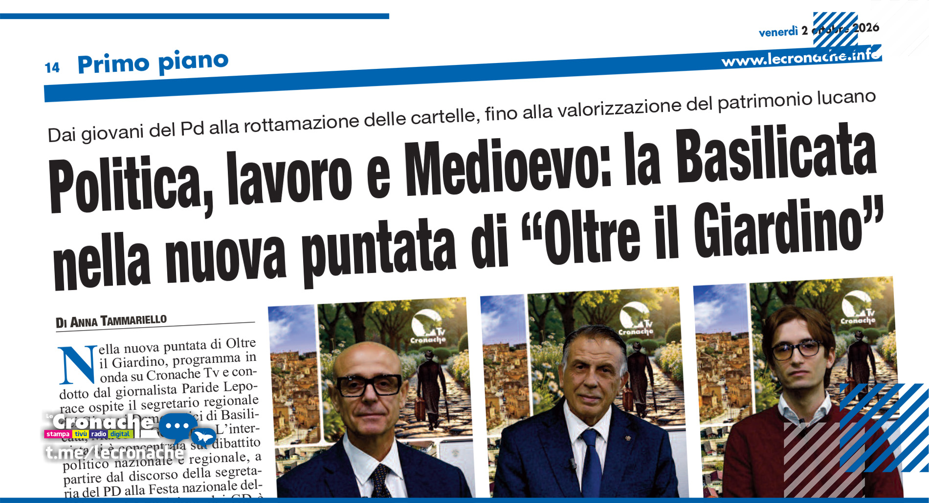 «BASILICATA CENTRALE NEL MEDITERRANEO»