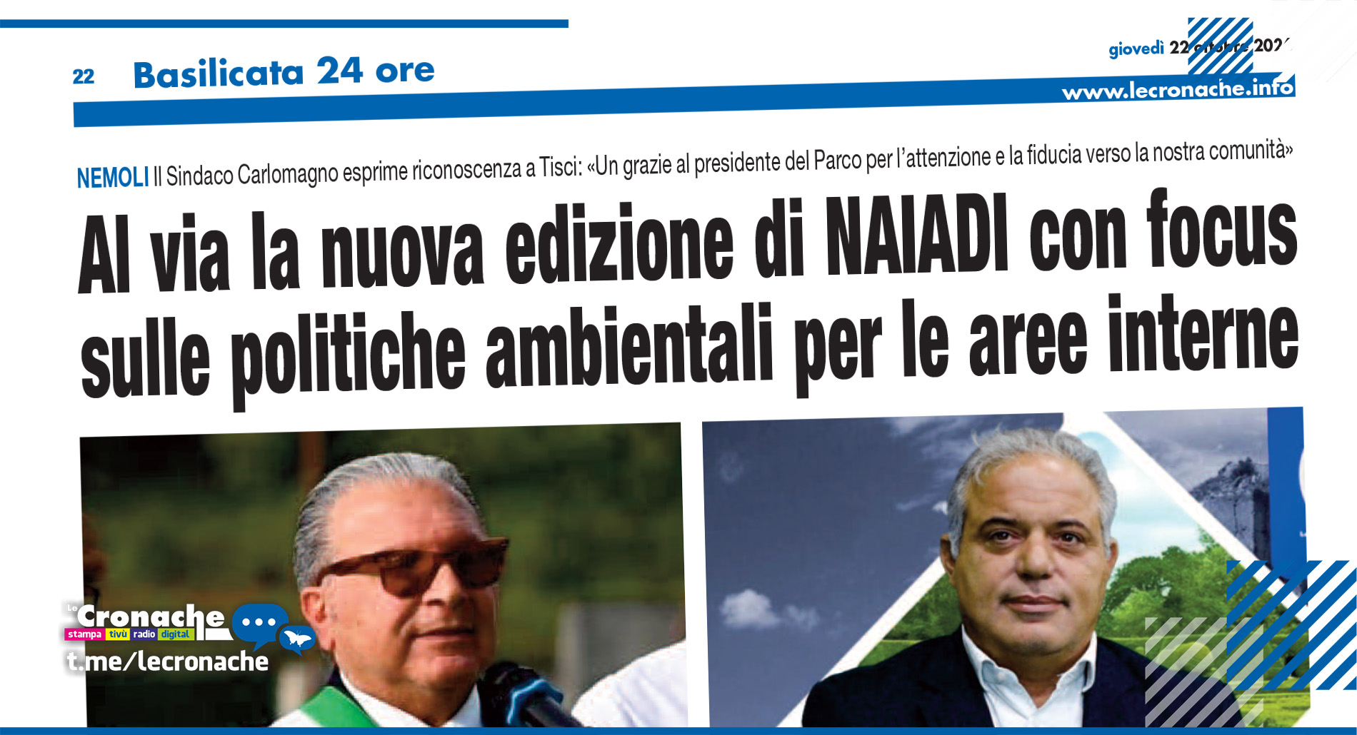 AL VIA LA NUOVA EDIZIONE DI NAIADI CON FOCUS SULLE POLITICHE AMBIENTALI PER LE AREE INTERNE
