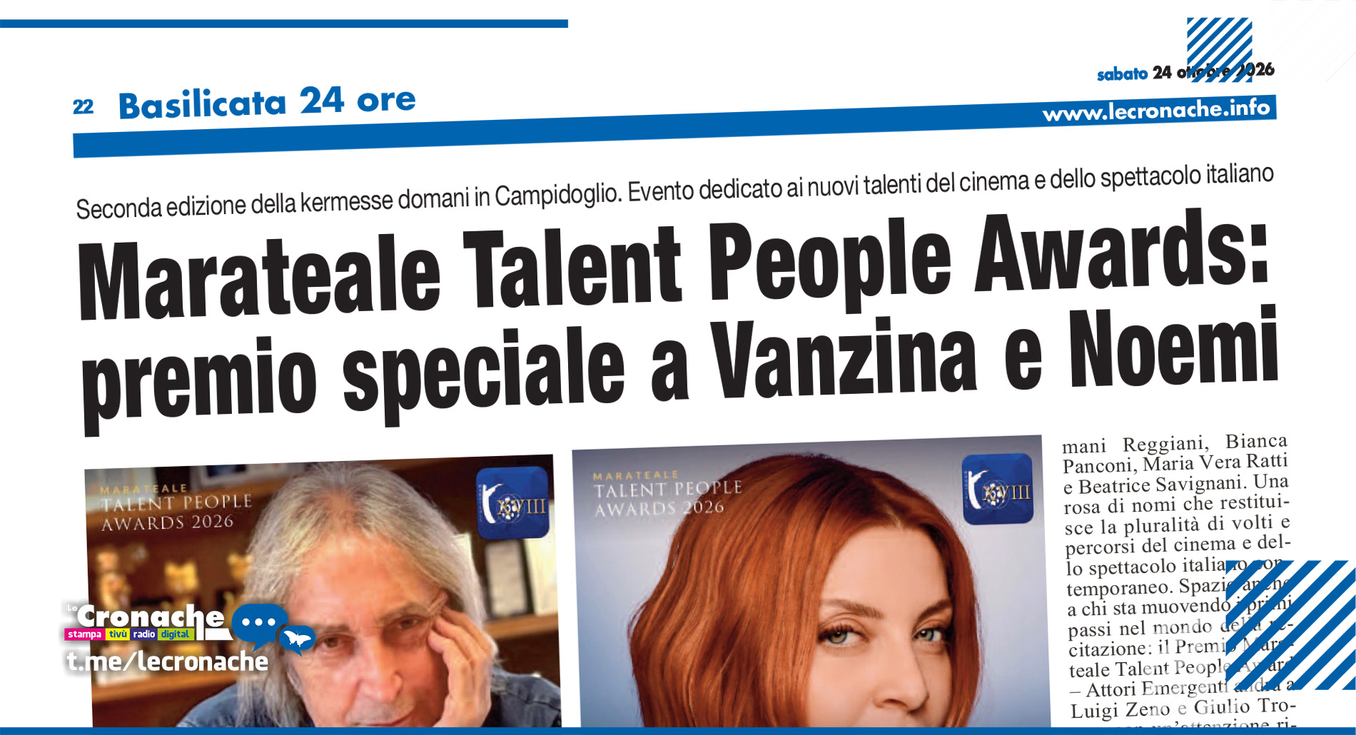 MARATEALE TALENT PEOPLE AWARDS: SECONDA EDIZIONE IN CAMPIDOGLIO