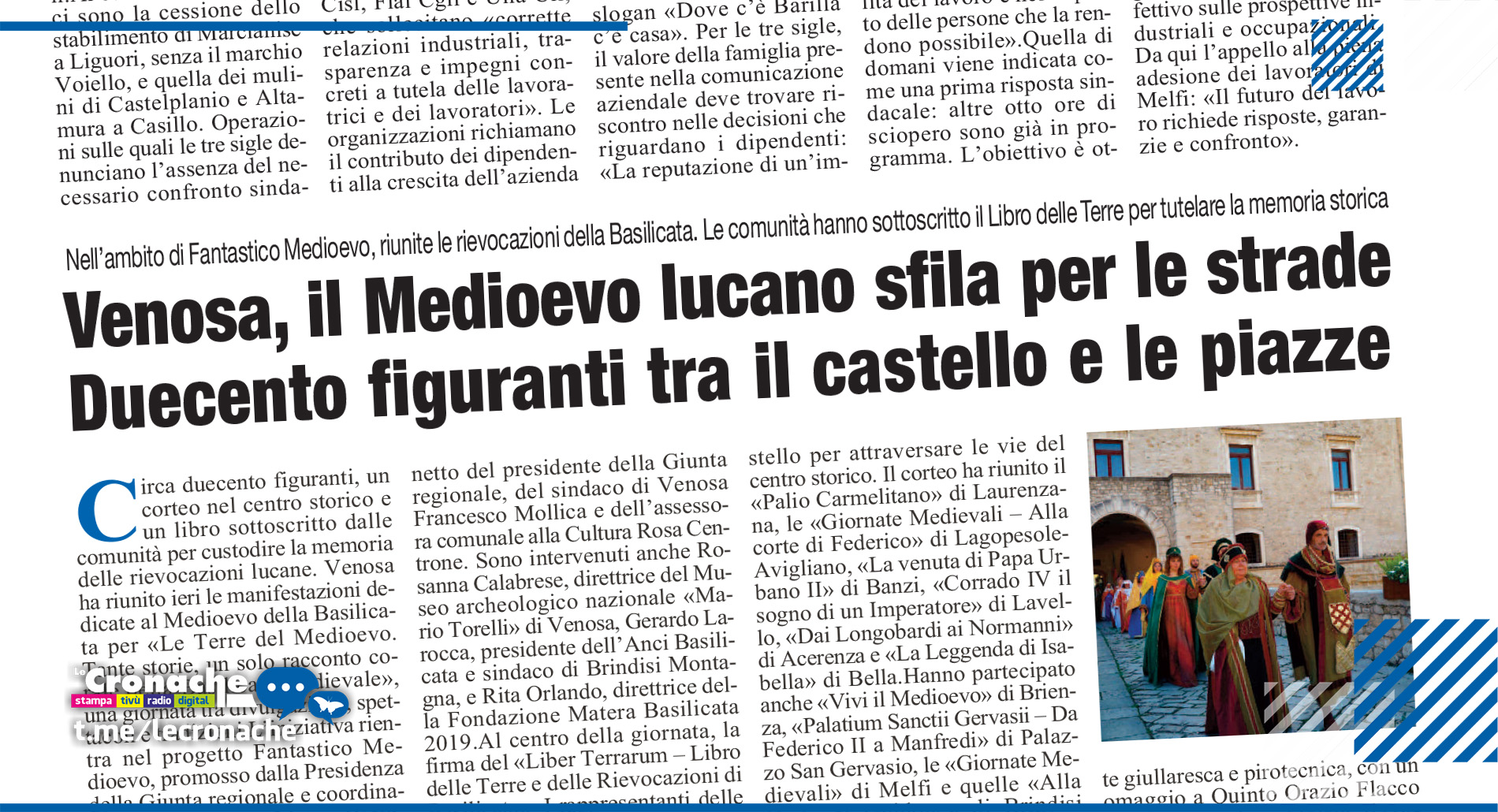 VENOSA, IL MEDIOEVO LUCANO SFILA PER LE STRADE DUECENTO FIGURANTI TRA IL CASTELLO E LE PIAZZE