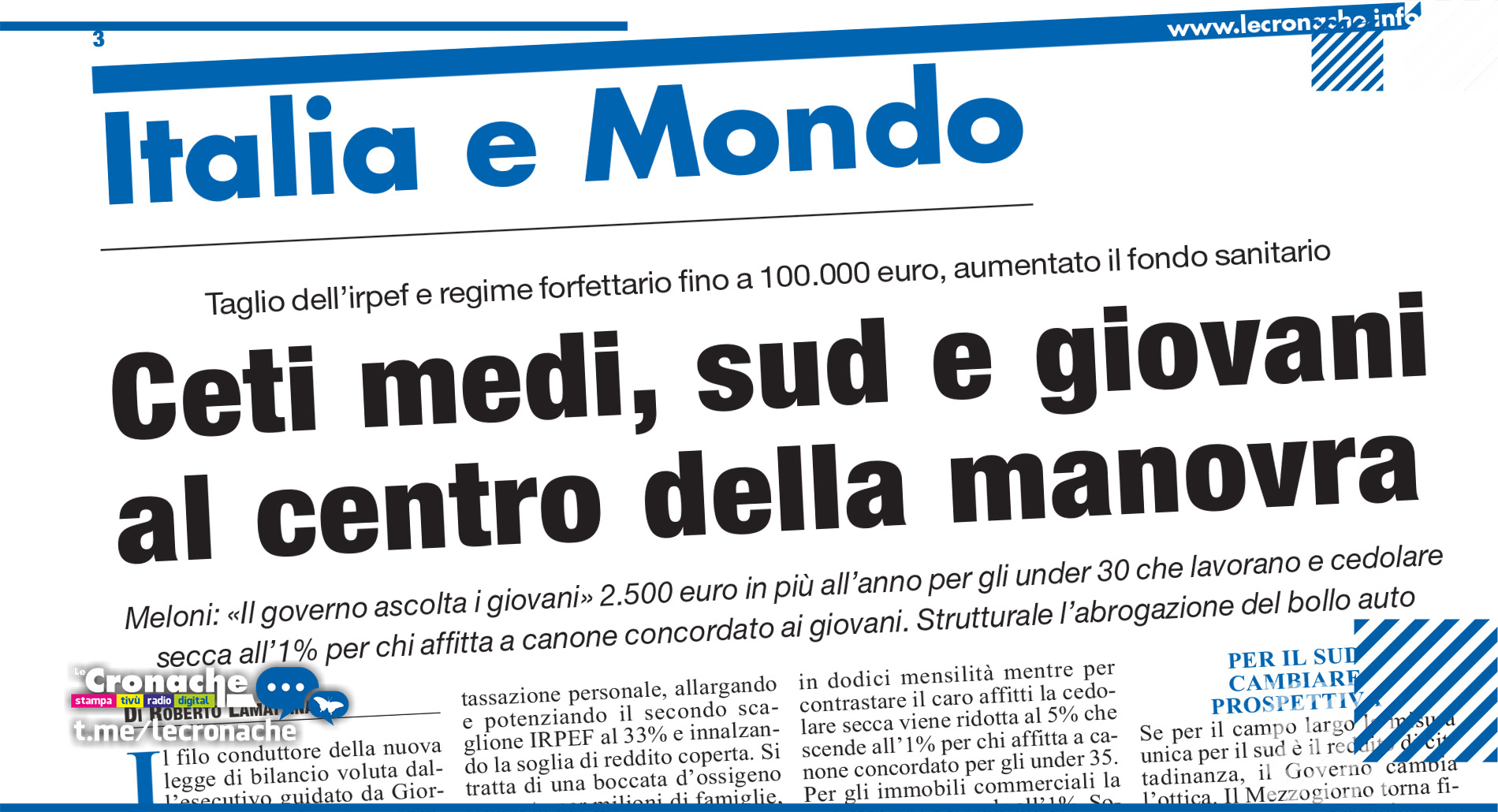 MELONI: «IL GOVERNO ASCOLTA I GIOVANI»