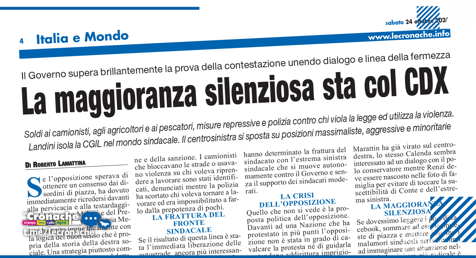 LA MAGGIORANZA SILENZIOSA STA COL CDX