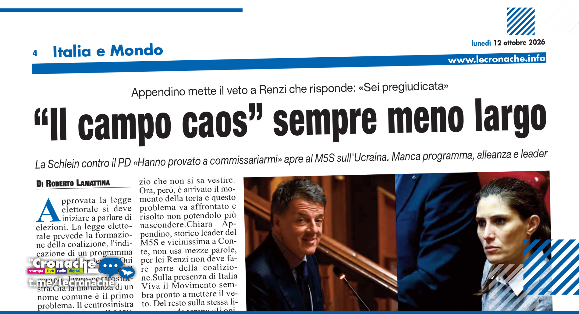 “IL CAMPO CAOS” SEMPRE MENO LARGO