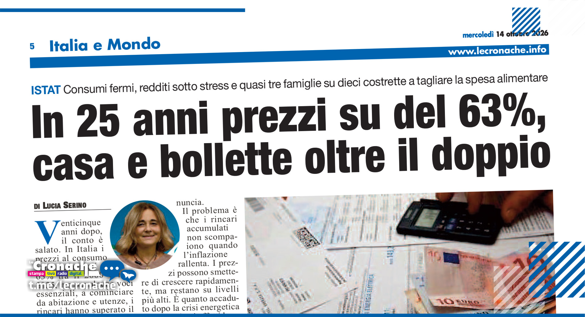IN 25 ANNI PREZZI SU DEL 63%