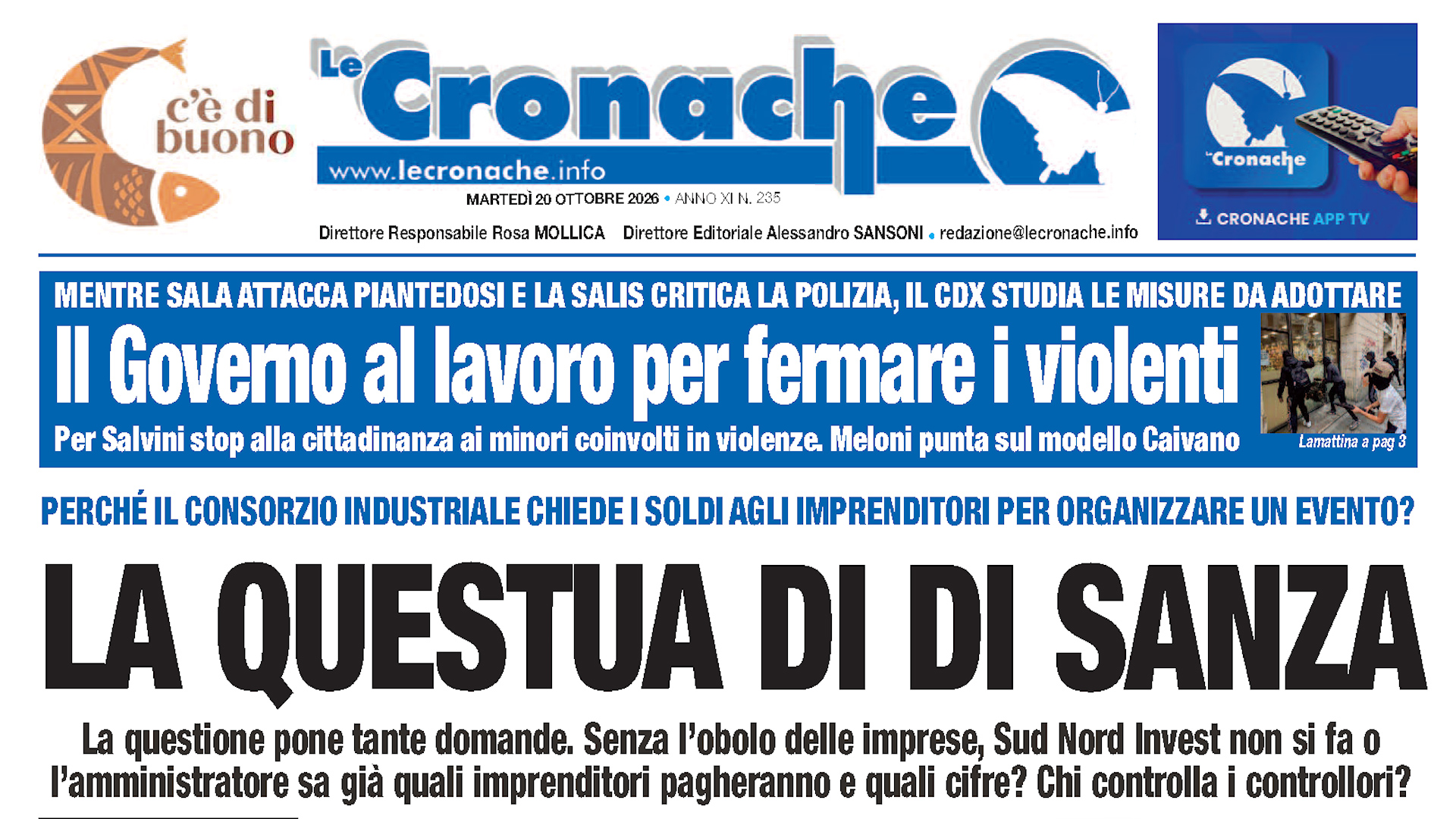 LA RASSEGNA STAMPA DEL 20 OTTOBRE 2026