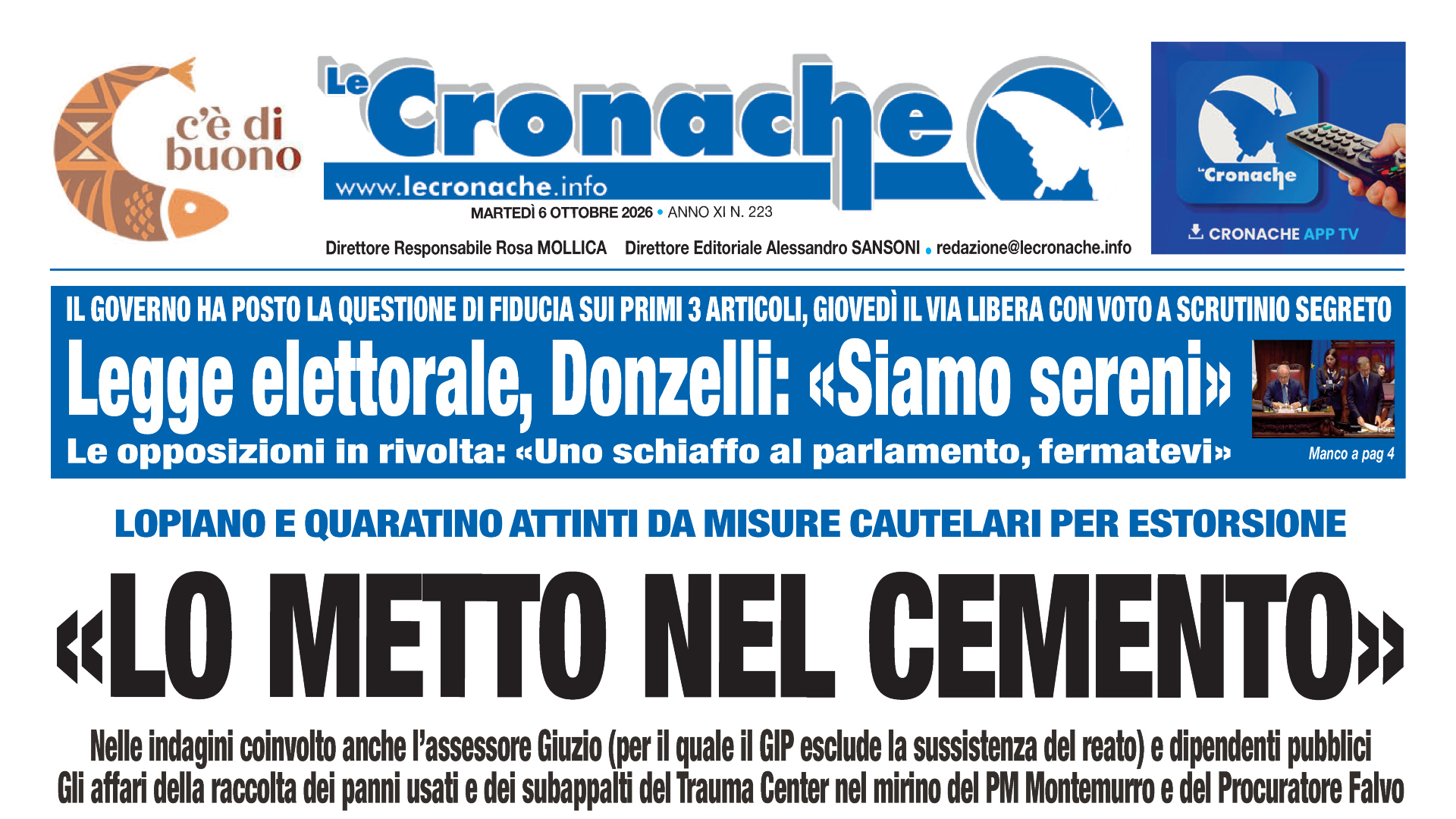 LA RASSEGNA STAMPA DEL 6 OTTOBRE 2026